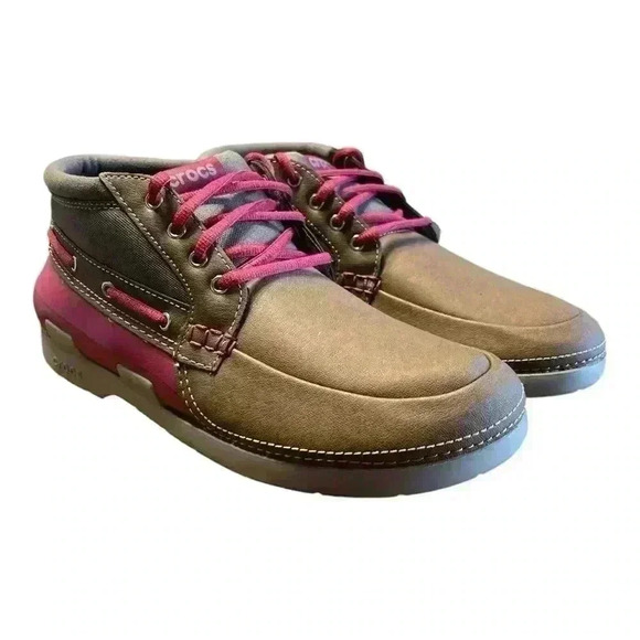 🆕Crocs Men's Beach Line Boat Chukka Boot Size 10 Hazelnut/Brick Red NWT - Picture 1 of 10